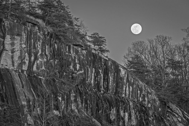 "Moonrise over Rocky Face"